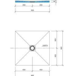 Wedi Receveur de douche à carreler 90 x 90 Fundo Primo carré écoulement centrée* Receveur De Douche