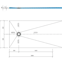 Wedi Receveur de douche à carreler 200 x 100 Fundo Primo rectangle écoulement excentré* Receveur De Douche