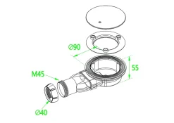 AICA Sanitaire Receveur de douche à l'italien 100x80cm H.3cm, blanc, Bac à douche extra-plat en résine, avec une bonde H.55mm Design ultra-mince