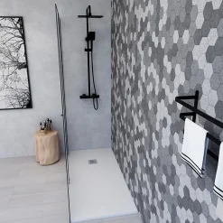 Futurbath Receveur de douche à poser l.90 x L.160 x H.3 cm blanc en mousse de polystyrène extrudé, Gravity