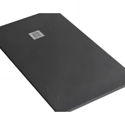 Sanindusa Receveur de douche à poser extra-plat épaisseur 28mm en pierre STONIT Marina 170x80 antidérapant classé C3 noir* Receveur De Douche
