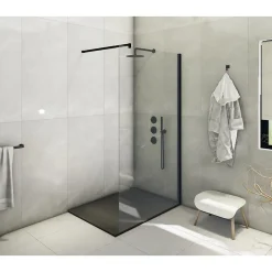 Laneri Receveur de douche SMC en fibre de verre effet pierre avec bonde inclus H. 2,6 cm 70 x 120 Noir