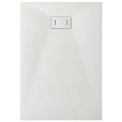 Laneri Receveur de douche SMC en fibre de verre effet pierre avec bonde inclus H. 2,6 cm 80 x 120 Blanche