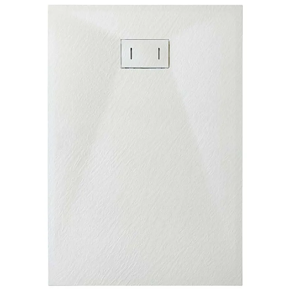 Laneri Receveur de douche SMC en fibre de verre effet pierre avec bonde inclus H. 2,6 cm 70 x 140 Blanche