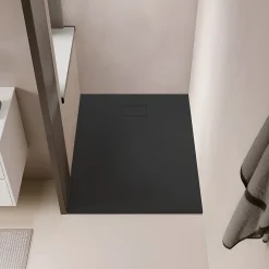 Stano Receveur de douche 80 x 100 cm extra plat noir PIATTO en SoliCast surface ardoisee* Receveur De Douche