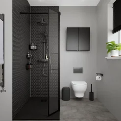 GoodHome Receveur de douche 80 x 120 cm, résine, noir, Douro
