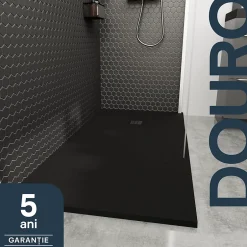 GoodHome Receveur de douche 80 x 160 cm, résine, noir, Douro