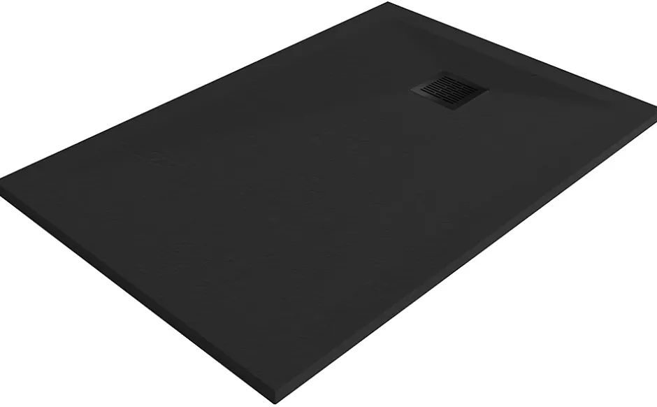 GoodHome Receveur de douche 80 x 140 cm, résine, noir, Douro