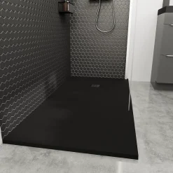 GoodHome Receveur de douche 80 x 140 cm, résine, noir, Douro