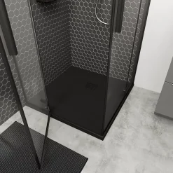 GoodHome Receveur de douche 80 x 80 cm, résine, noir, Douro