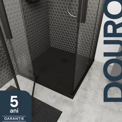 GoodHome Receveur de douche 80 x 80 cm, résine, noir, Douro