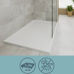 GoodHome Receveur de douche 90 x 140 cm, résine, blanc, Luiro* Receveur De Douche