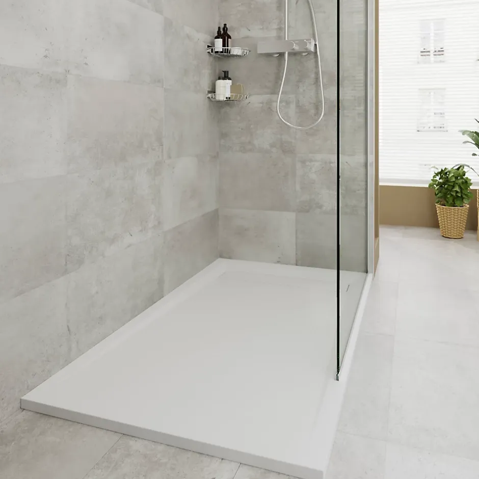 GoodHome Receveur de douche 90 x 120 cm, résine, blanc, Luiro