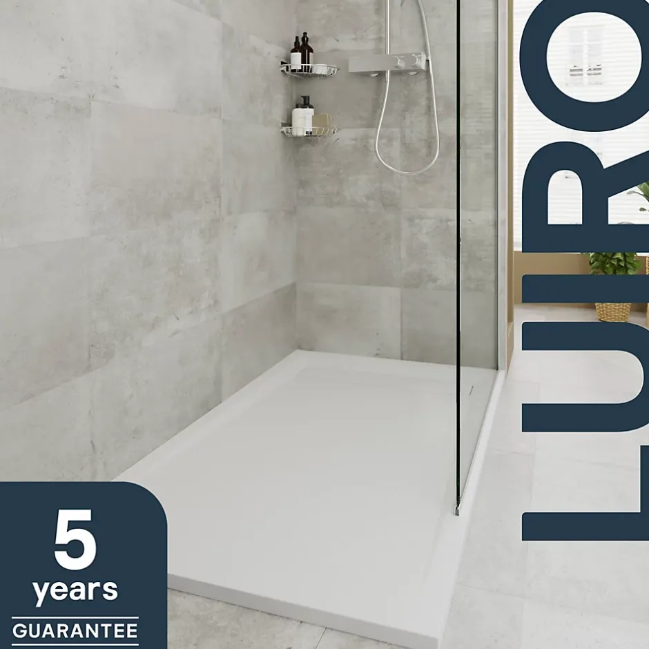GoodHome Receveur de douche 90 x 120 cm, résine, blanc, Luiro