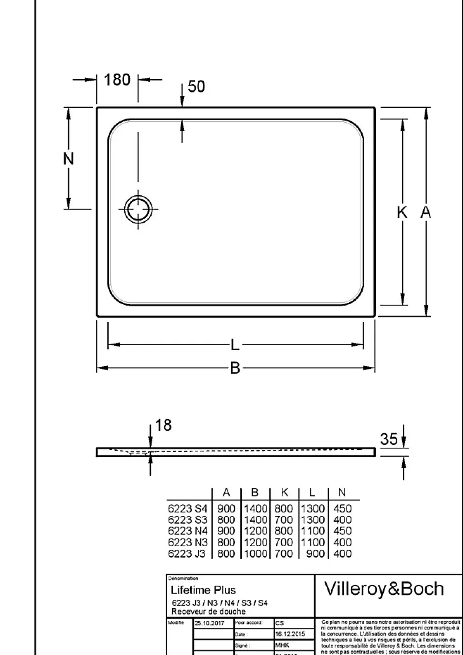 Villeroy & Boch Receveur de douche 80 x 120 cm en céramique, blanc, Slim* Receveur De Douche