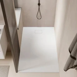 Stano Receveur de douche 80 x 160 cm extra plat blanc PIATTO en SoliCast surface ardoisee