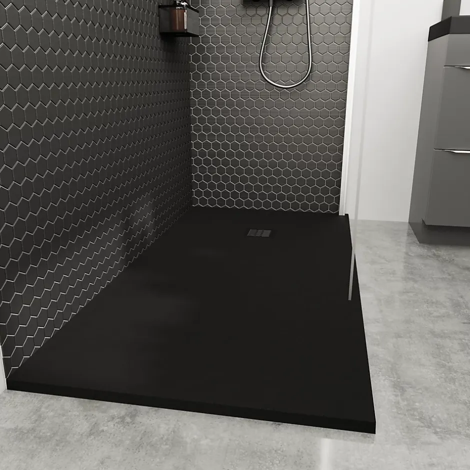 GoodHome Receveur de douche 90 x 120 cm, résine, noir, Douro* Receveur De Douche