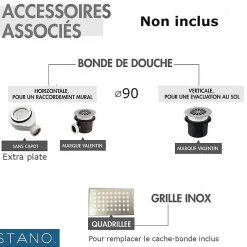 Stano Receveur de douche 90 x 170 cm extra plat blanc SALVI en SoliCast surface ardoisee* Receveur De Douche