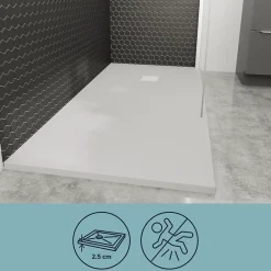 GoodHome Receveur de douche 90 x 120 cm, résine, blanc, Douro