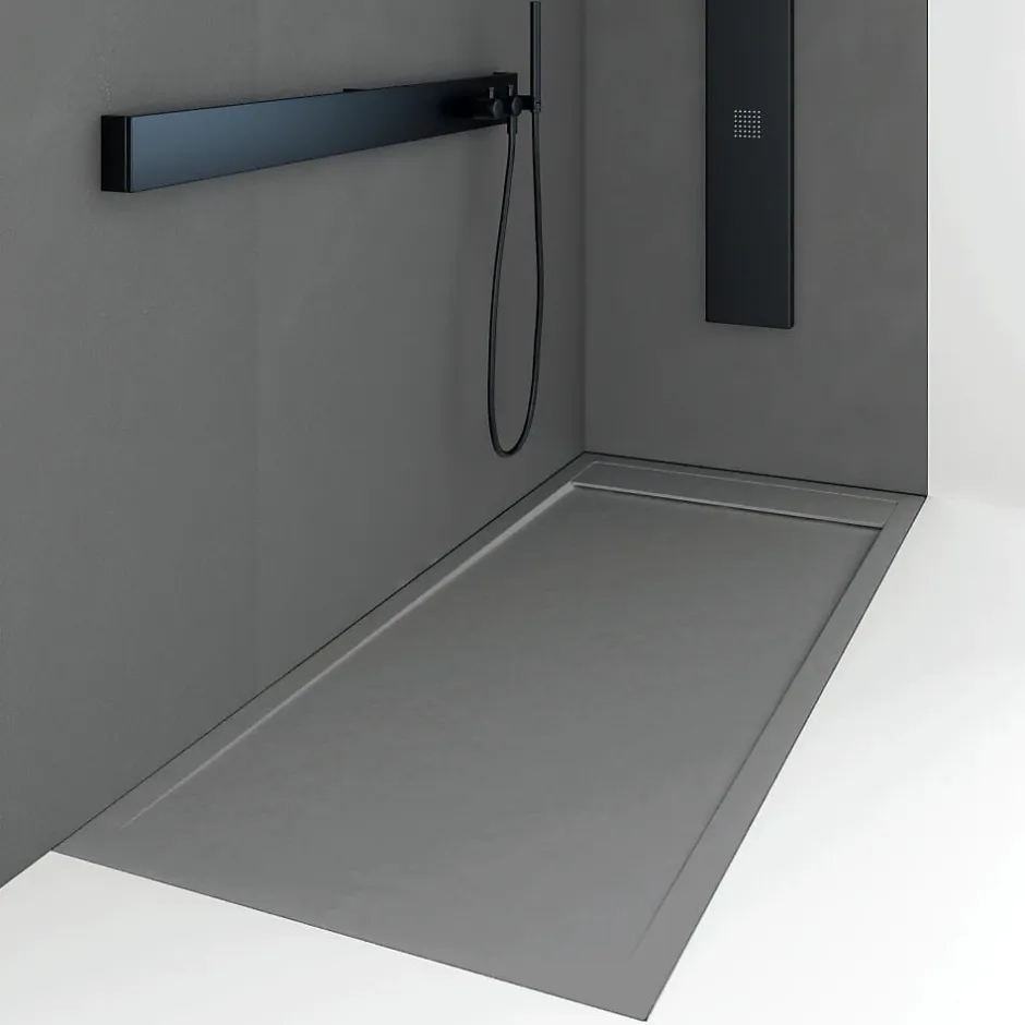 Stano Receveur de douche 90 x 170 cm extra plat QUORE en resine surface ardoisee beton* Receveur De Douche