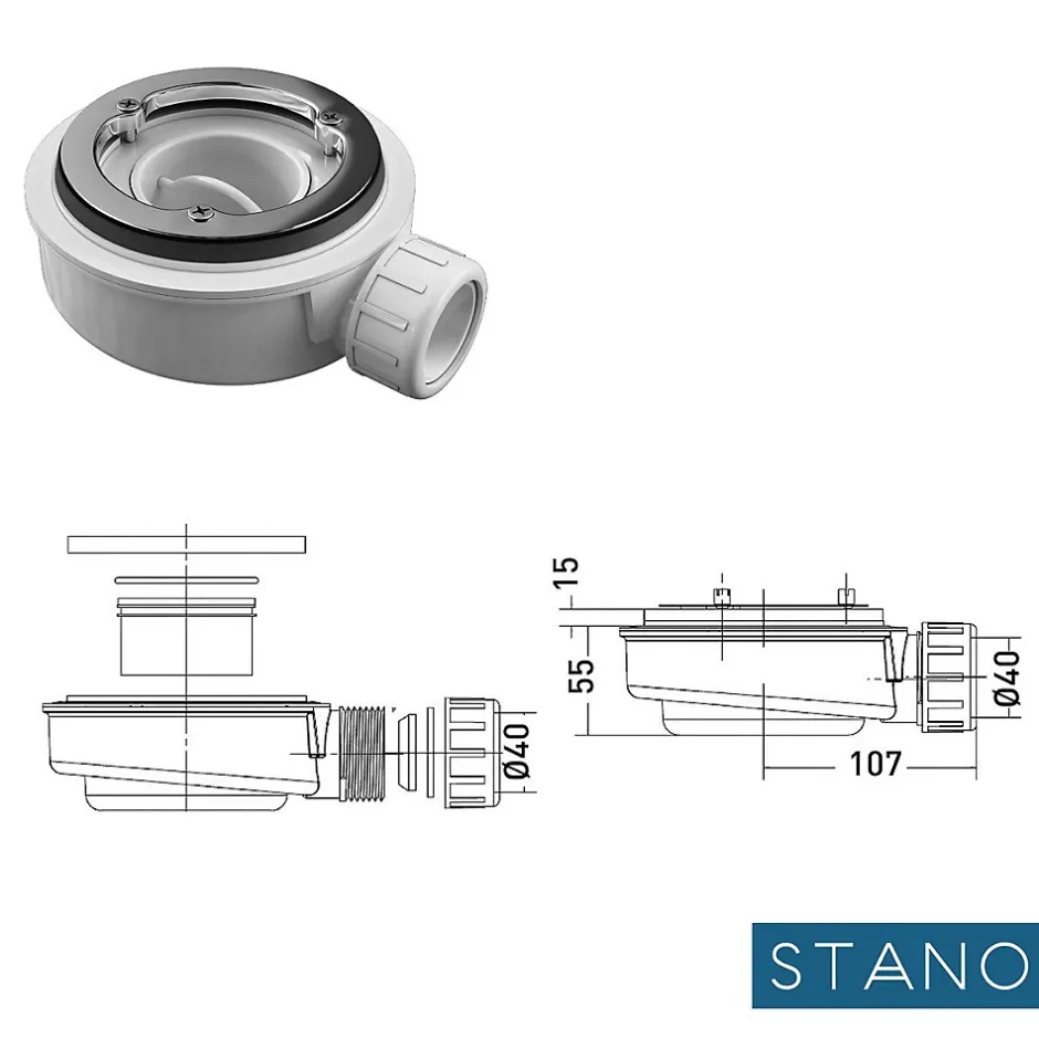 Stano Receveur de douche 90 x 170 cm extra plat QUORE en resine surface ardoisee beton* Receveur De Douche