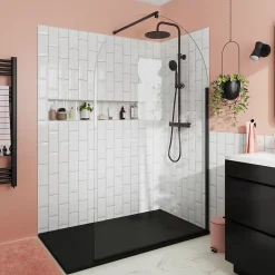 GoodHome Receveur de douche 80 x 140 cm, résine, noir, Luiro