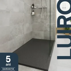 GoodHome Receveur de douche 80 x 140 cm, résine, noir, Luiro