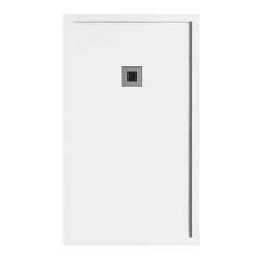 Stano Receveur de douche 70 x 120 cm extra plat blanc en resine minerale SARIN Acier inoxydable