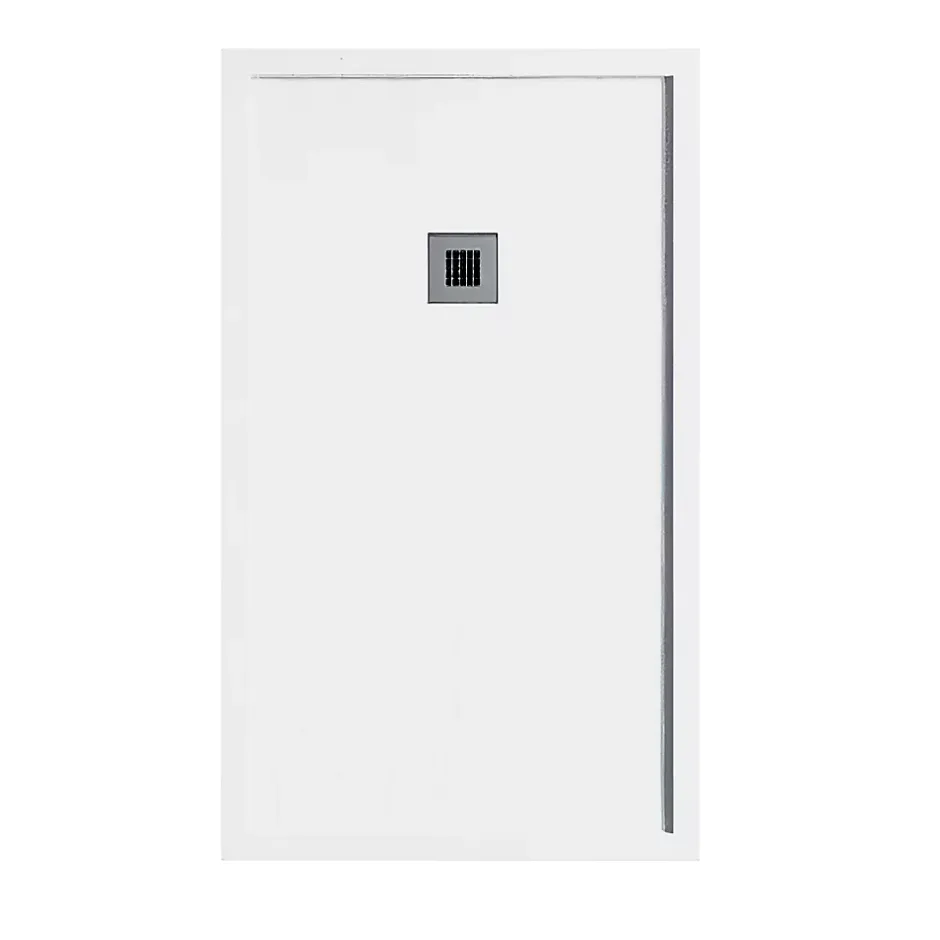 Stano Receveur de douche 70 x 120 cm extra plat blanc en resine minerale SARIN Acier inoxydable