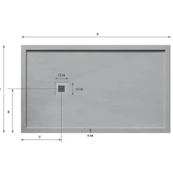 Stano Receveur de douche 70 x 120 cm extra plat blanc en resine minerale SARIN Acier inoxydable