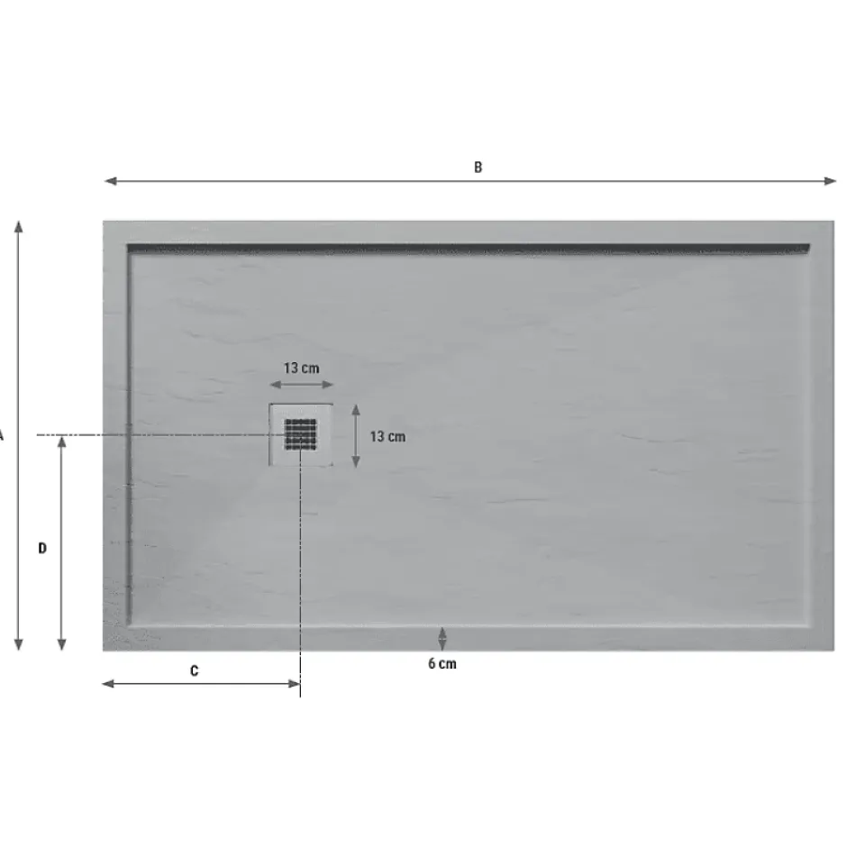 Stano Receveur de douche 70 x 120 cm extra plat blanc en resine minerale SARIN Acier inoxydable