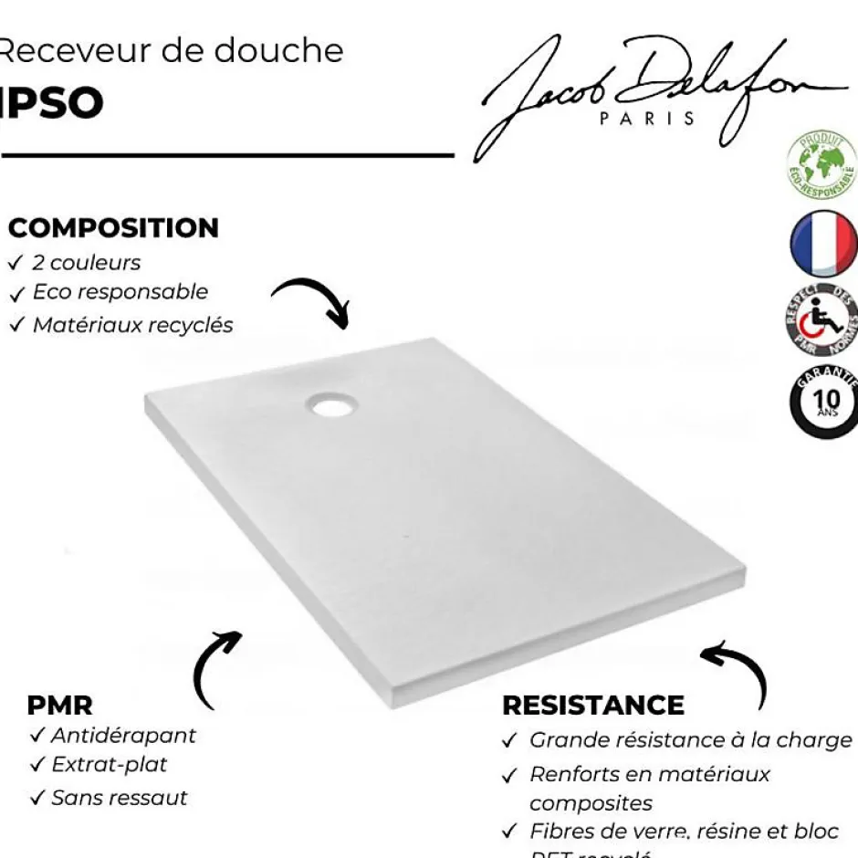 Jacob Delafon Receveur de douche 140 x 90 Ipso rectangle blanc
