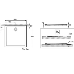 Jacob Delafon Receveur de douche 90 x 90 Kyreo ceramique carré blanc