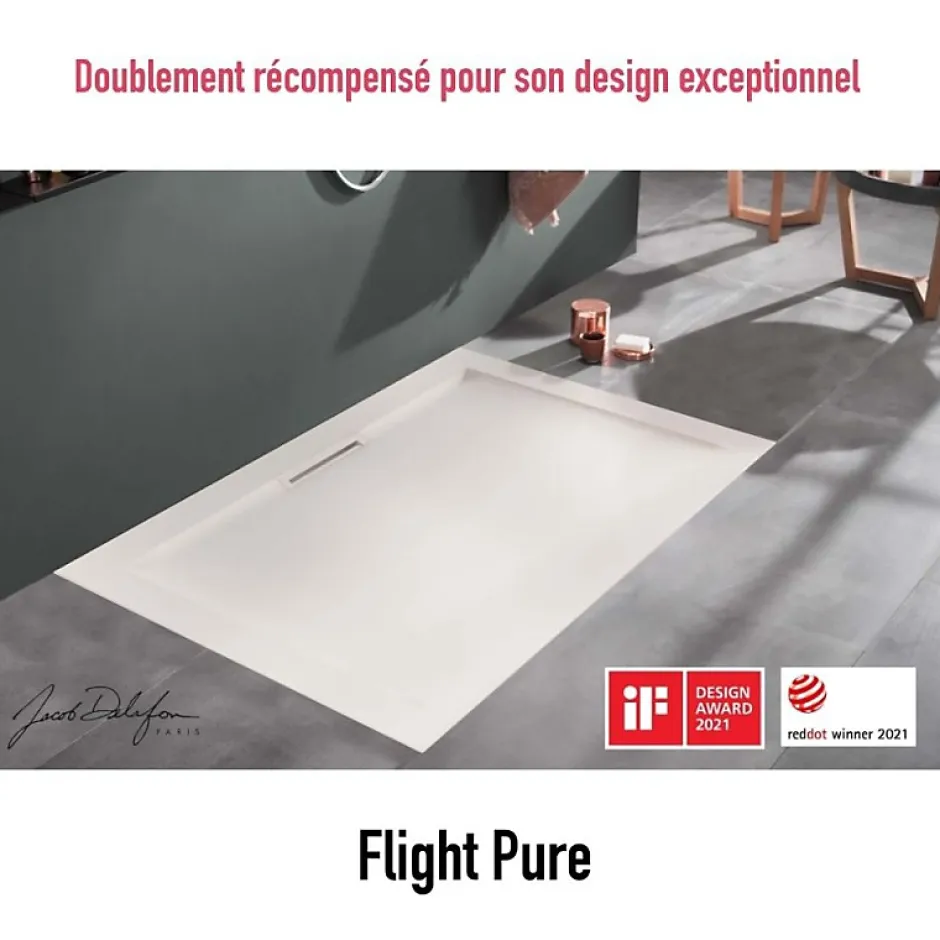 Jacob Delafon Receveur de douche 150 x 80 Flight Pure rectangle blanc