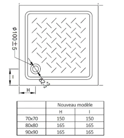 Ondee Receveur de douche 70 x 70 x 10 cm, blanc brillant, Ondée Cera