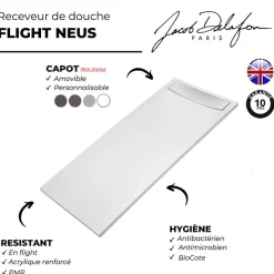 Jacob Delafon Receveur de douche antidérapant 170 x 80 Flight Neus rectangle blanc* Receveur De Douche