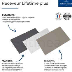 Villeroy & Boch Receveur de douche antidérapant 120 x 90 VILLEROY ET BOCH Lifetime Plus céramique blanc + Bonde chromé* Receveur De Douche