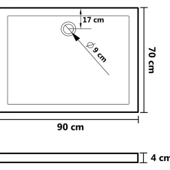Vidaxl Receveur de douche avec picots Blanc 90x70x4 cm ABS