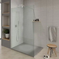 Saniverre Receveur de douche BAYA extra-plat aspect pierre gris 100 x 100 cm + bonde centrale* Receveur De Douche