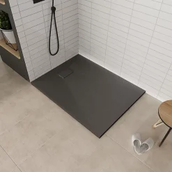 Saniverre Receveur de douche BAYA extra-plat aspect pierre noir 80 x 160 cm + bonde* Receveur De Douche