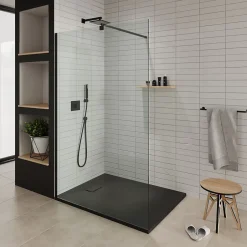 Saniverre Receveur de douche BAYA extra-plat aspect pierre noir 80 x 160 cm + bonde* Receveur De Douche