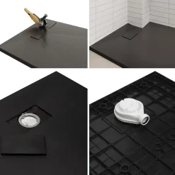 Saniverre Receveur de douche BAYA extra-plat aspect pierre noir 80 x 160 cm + bonde* Receveur De Douche