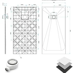 Saniverre Receveur de douche BAYA extra-plat aspect pierre noir 80 x 160 cm + bonde* Receveur De Douche
