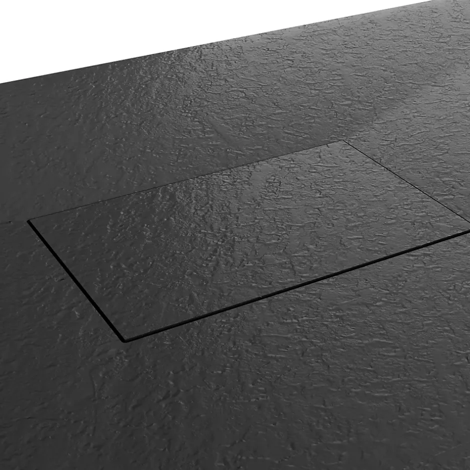 Saniverre Receveur de douche BAYA extra-plat aspect pierre noir 80 x 160 cm + bonde* Receveur De Douche