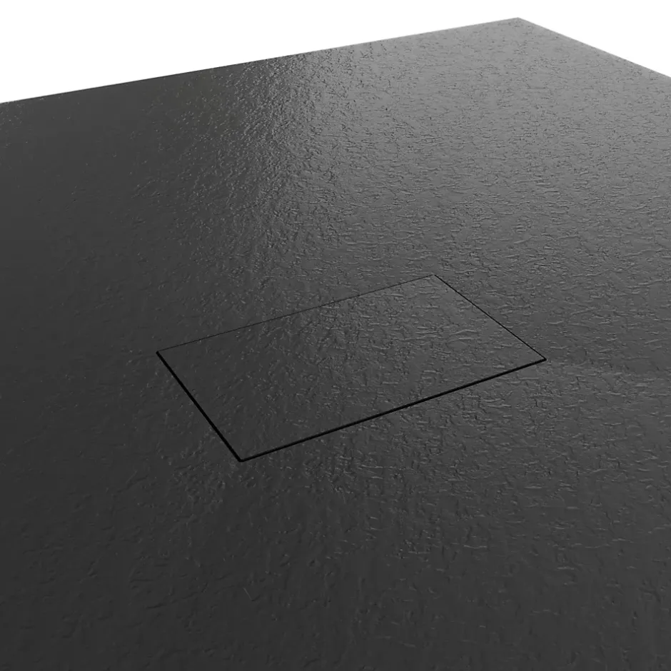 Saniverre Receveur de douche BAYA extra-plat aspect pierre noir 100 x 140 cm + bonde* Receveur De Douche