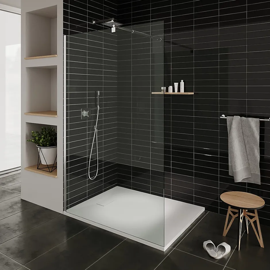 Saniverre Receveur de douche BAYA extra-plat aspect pierre blanc 80 x 160 cm + bonde* Receveur De Douche