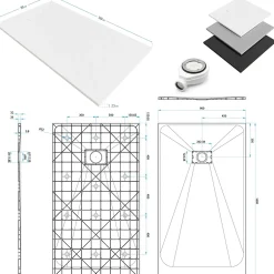Saniverre Receveur de douche BAYA extra-plat aspect pierre noir 90 x 160 cm + bonde* Receveur De Douche