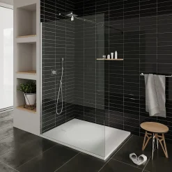 Saniverre Receveur de douche BAYA extra-plat aspect pierre blanc 90 x 160 cm + bonde