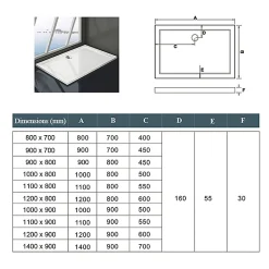 AICA Sanitaire Receveur de Douche blanc extra plat carré en résine - 100x80 cm - avec 9 kit de plinthe et pieds* Receveur De Douche