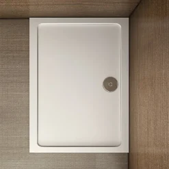 AICA Sanitaire Receveur de douche blanc 100x80x3 cm - Extra plat - Carré - Résine antidérapante